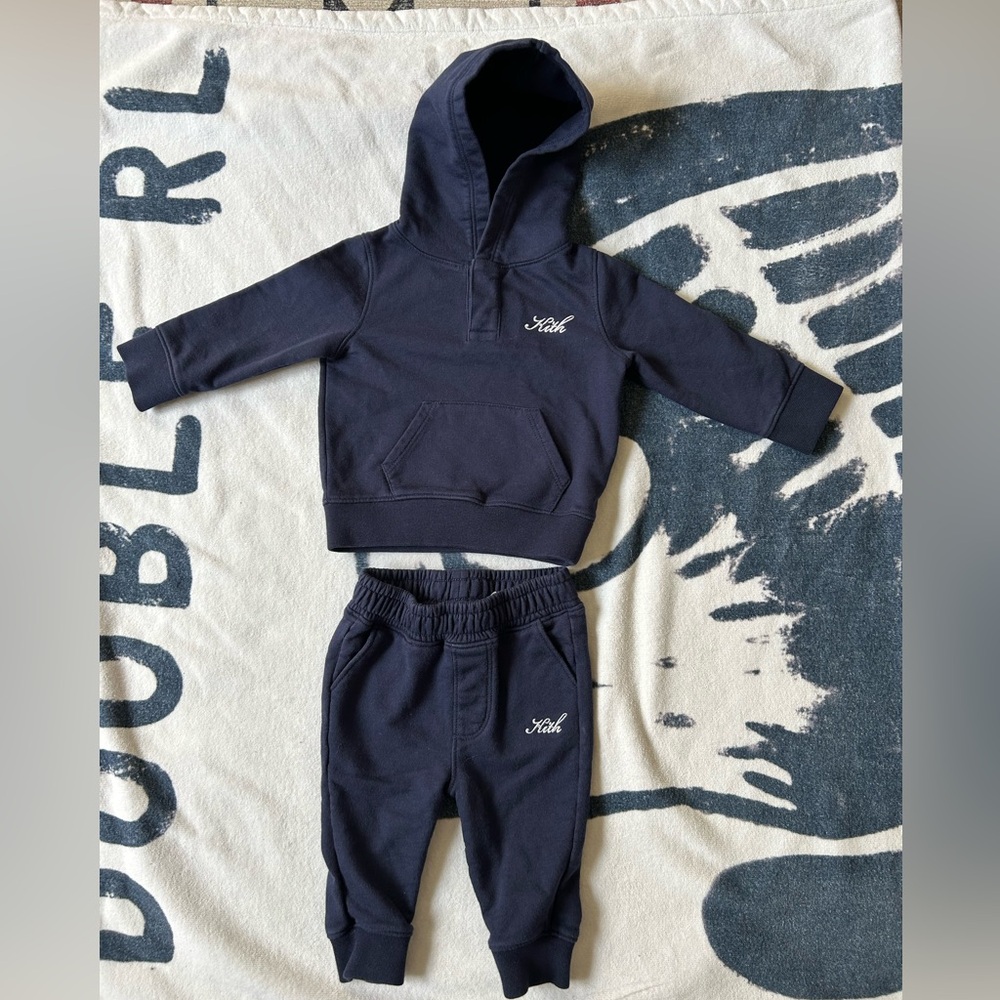 Kith Kids Navy Blue Hoodie & Joggers Set